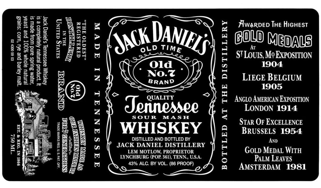 etichetta Jack Daniel's Old No. 7