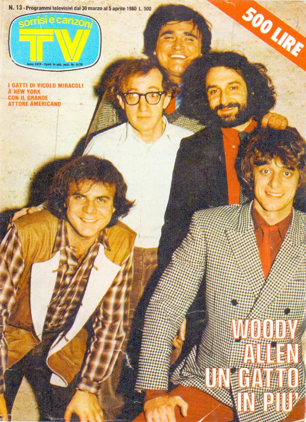 I Gatti di Vicolo Miracoli con Woody Allen, copertina TV Sorrisi e Canzoni